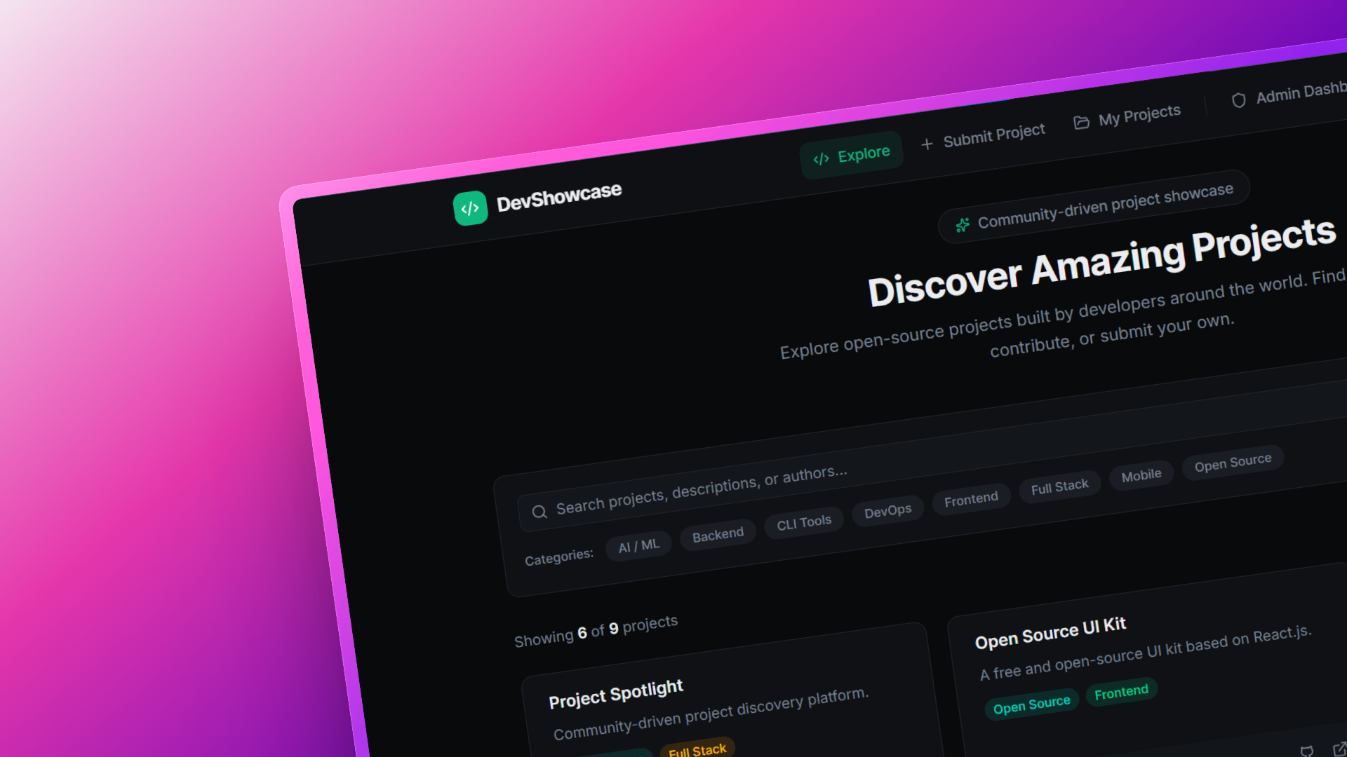 DevShowcase – Developer Project Community Platform - Project Case Study